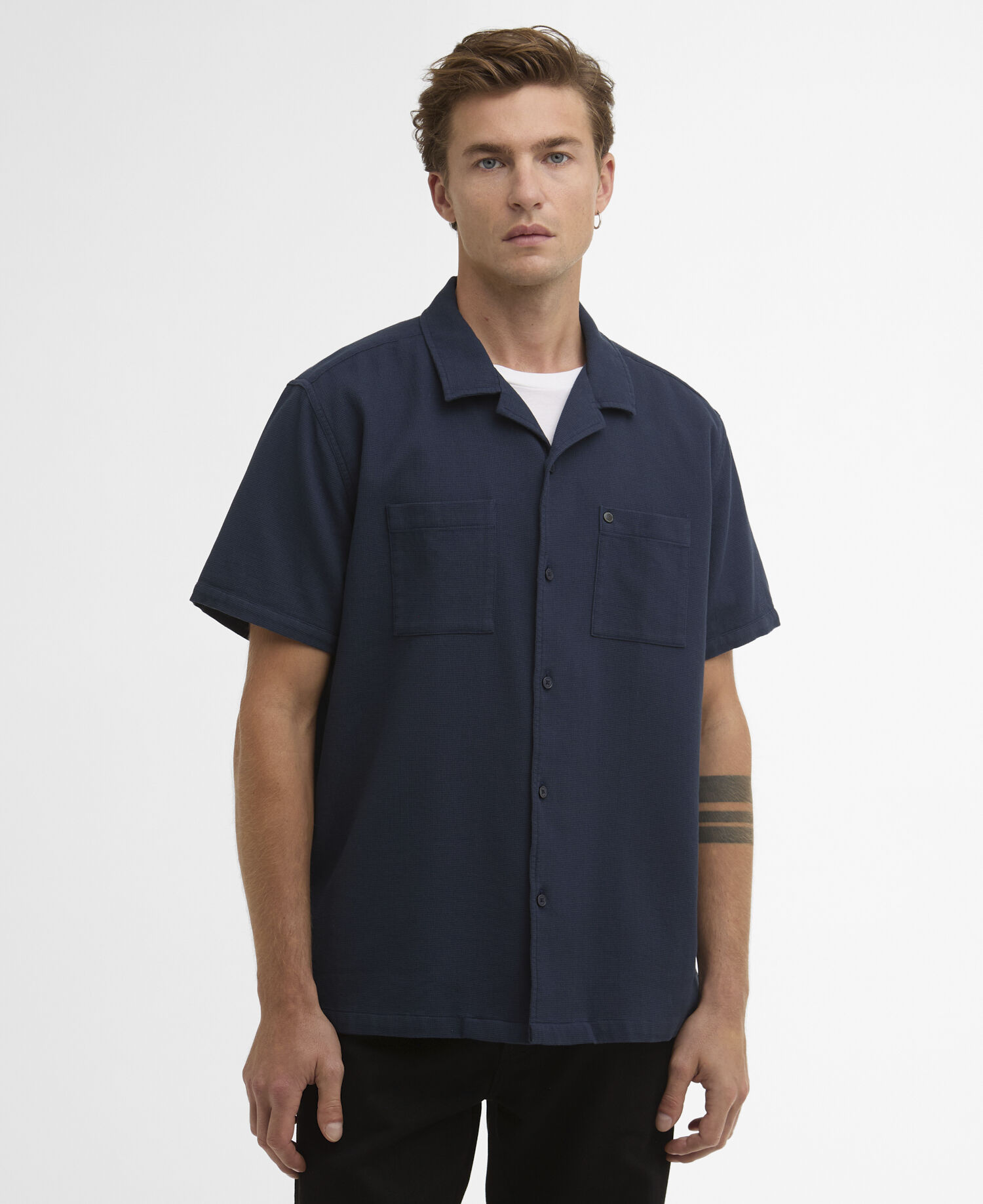 Wayback Waffle Short-Sleeved Shirt Navy