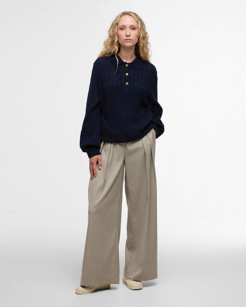 Evie Collared Cable-Knit Jumper