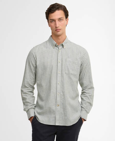 Nelson Striped Long-Sleeved Tailored Shirt Bleached Olive