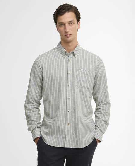 Nelson Striped Long-Sleeved Tailored Shirt Bleached Olive