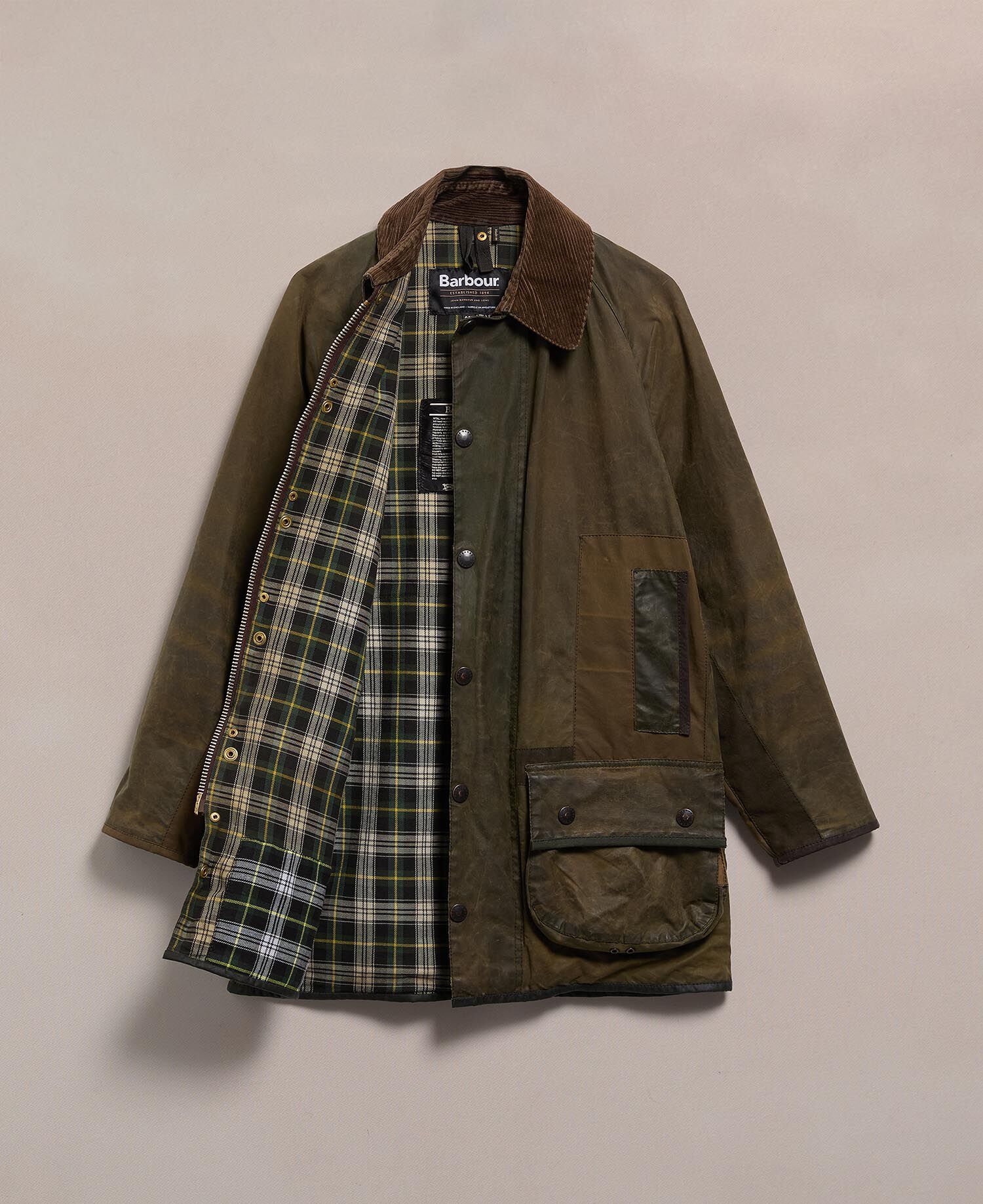 Barbour Re-loved Men's Beaufort Waxed Jacket - Size 36 Olive