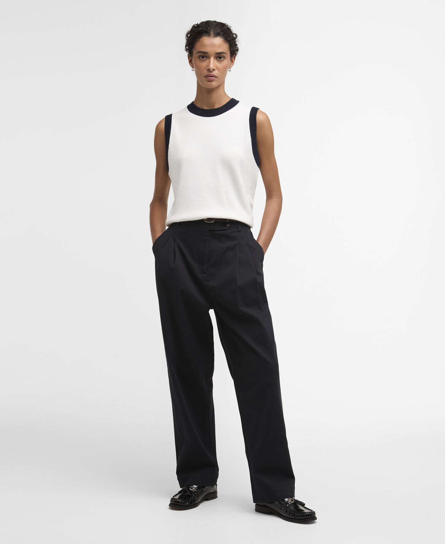 Salthill Knitted Vest Cloud/Navy