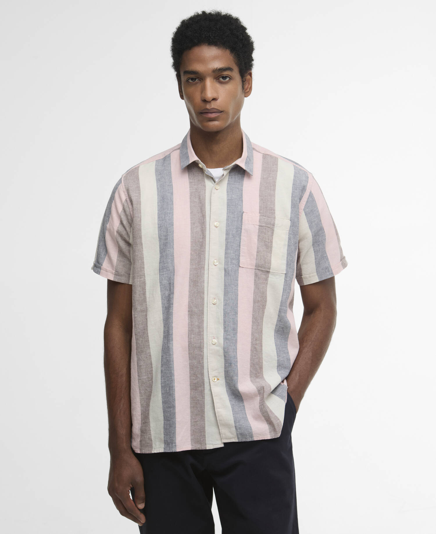 Portwell Striped Regular Short-Sleeved Shirt Pink image number 0