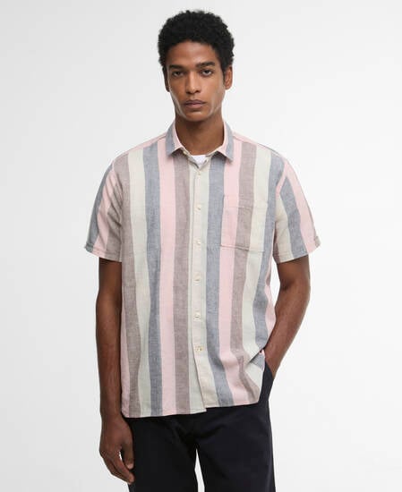 Portwell Striped Regular Short-Sleeved Shirt Pink
