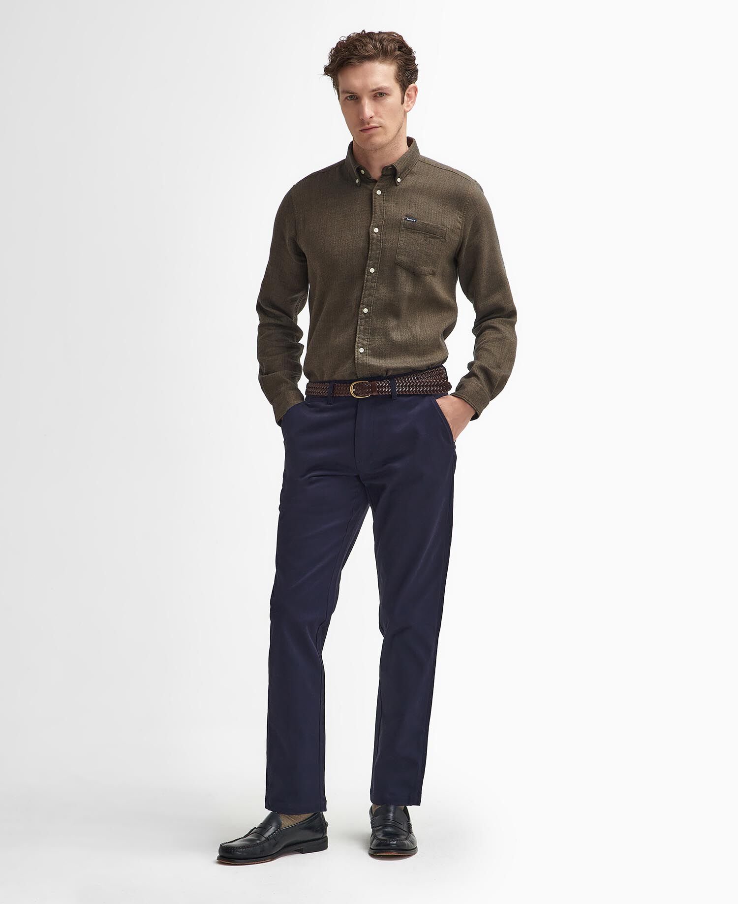 Suede Sateen Tailored Trousers Dark Navy