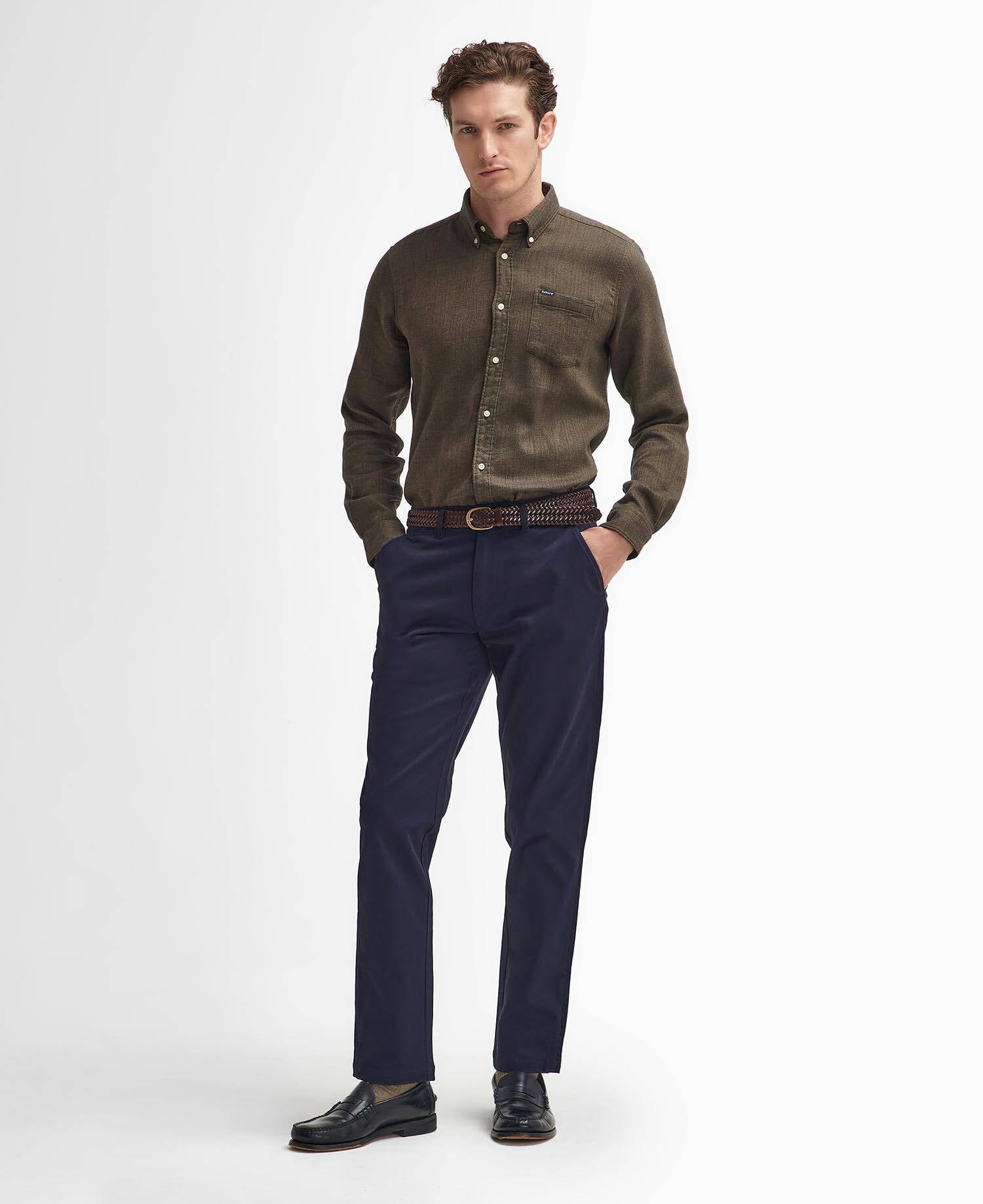 Suede Sateen Tailored Trousers Dark Navy image number 0