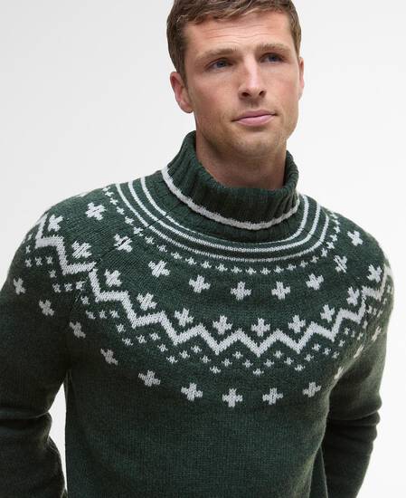 Hewton Fair Isle Roll Neck Jumper Forest