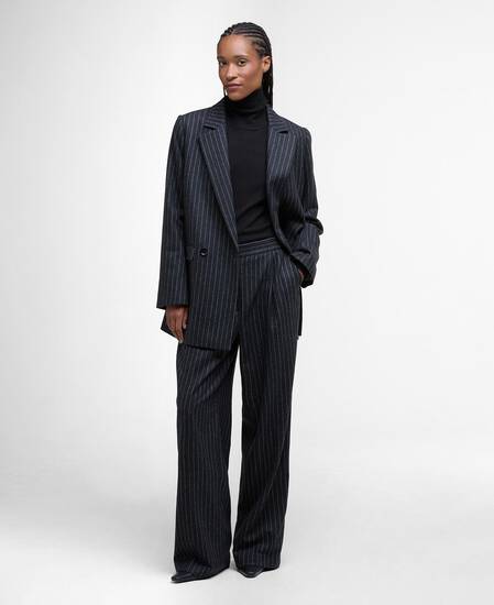 Pantaloni a righe a gamba ampia Blakely Charcoal Pinstripe