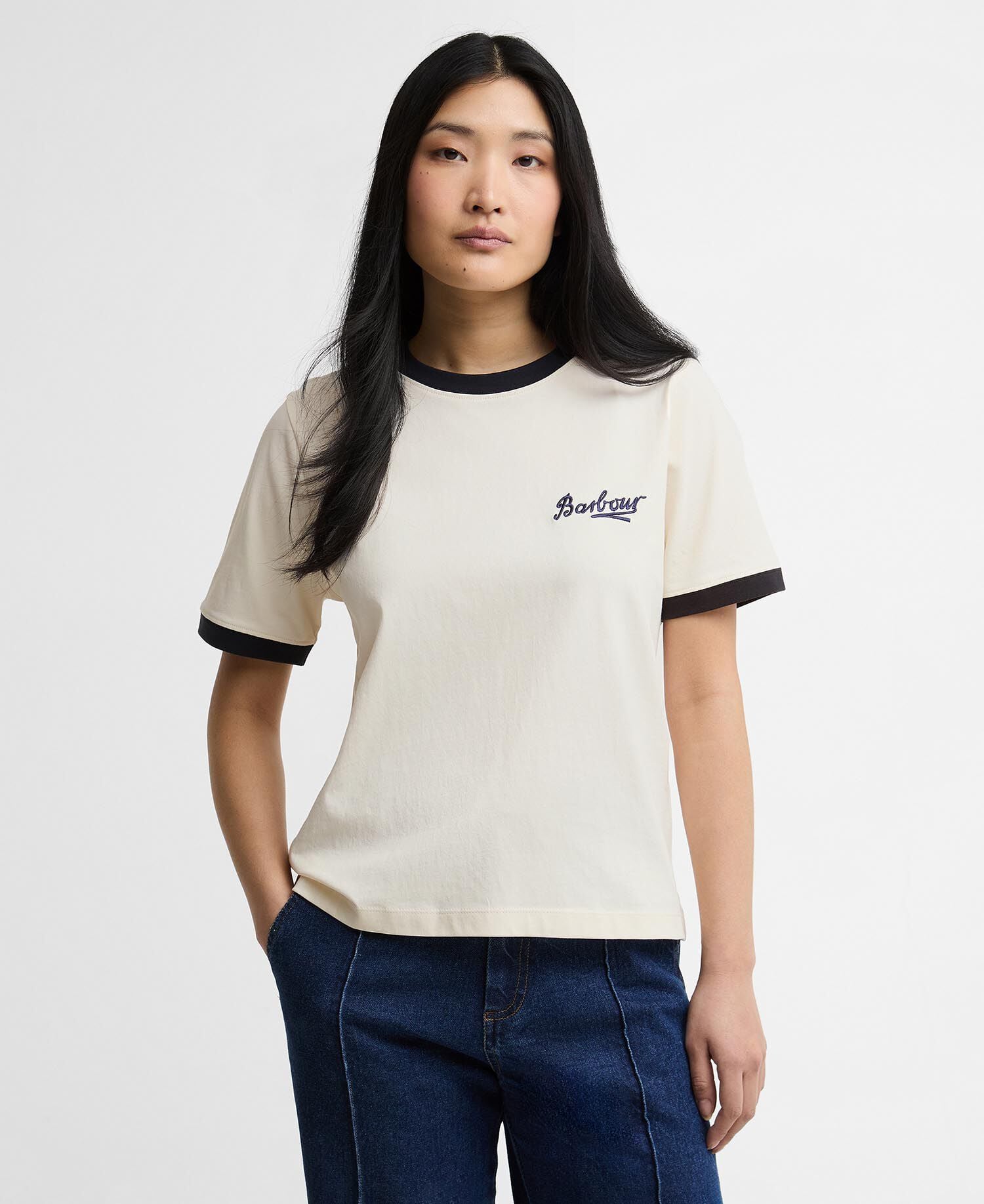 Madeline Tipped T-Shirt Orginal Ecru/Dark Navy
