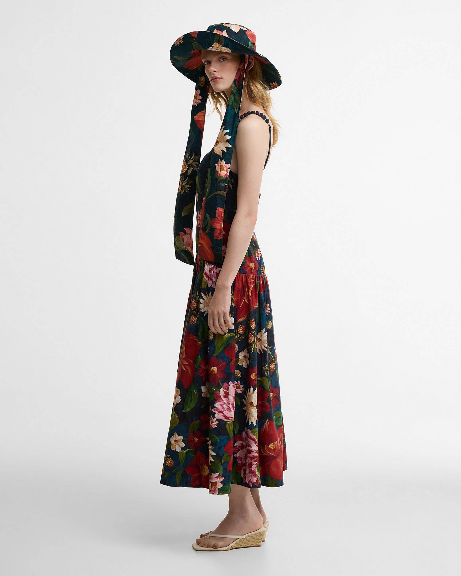 Barbour FARM Rio Wild Flower Midi Dress Navy Wild Flower Print image number 1