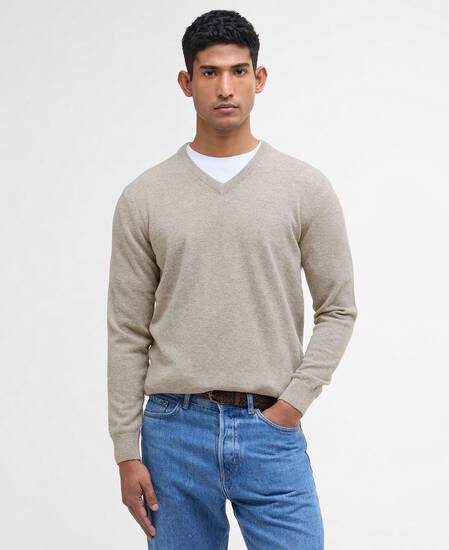 Essential V-Neck Jumper Washed Stone Essential V-Neck Jumper Washed Stone