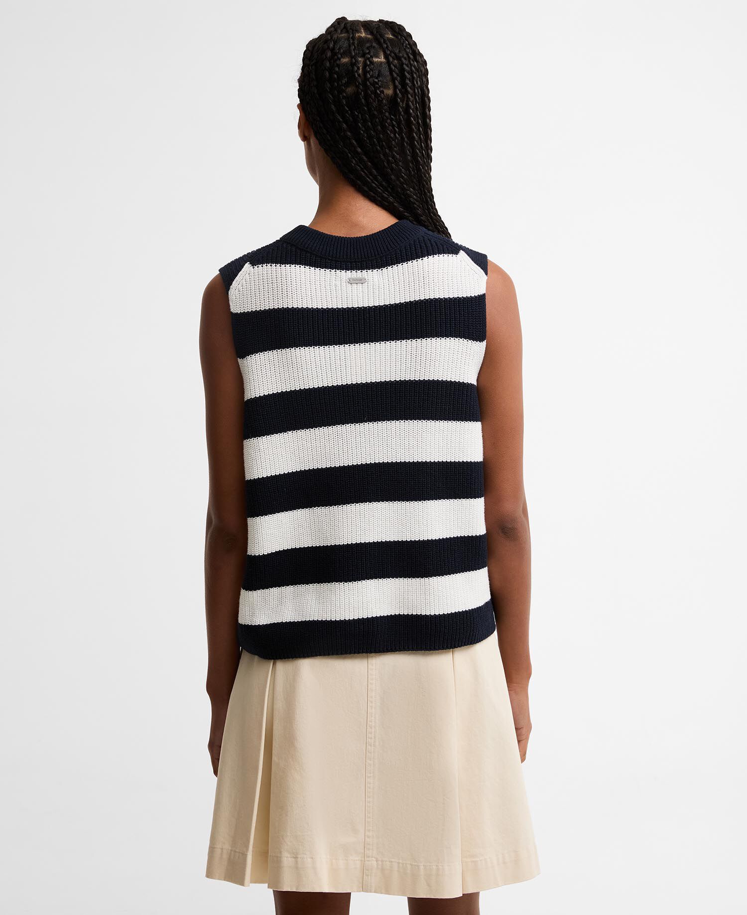 Cartmel Striped Knitted Vest Dark Navy Stripe