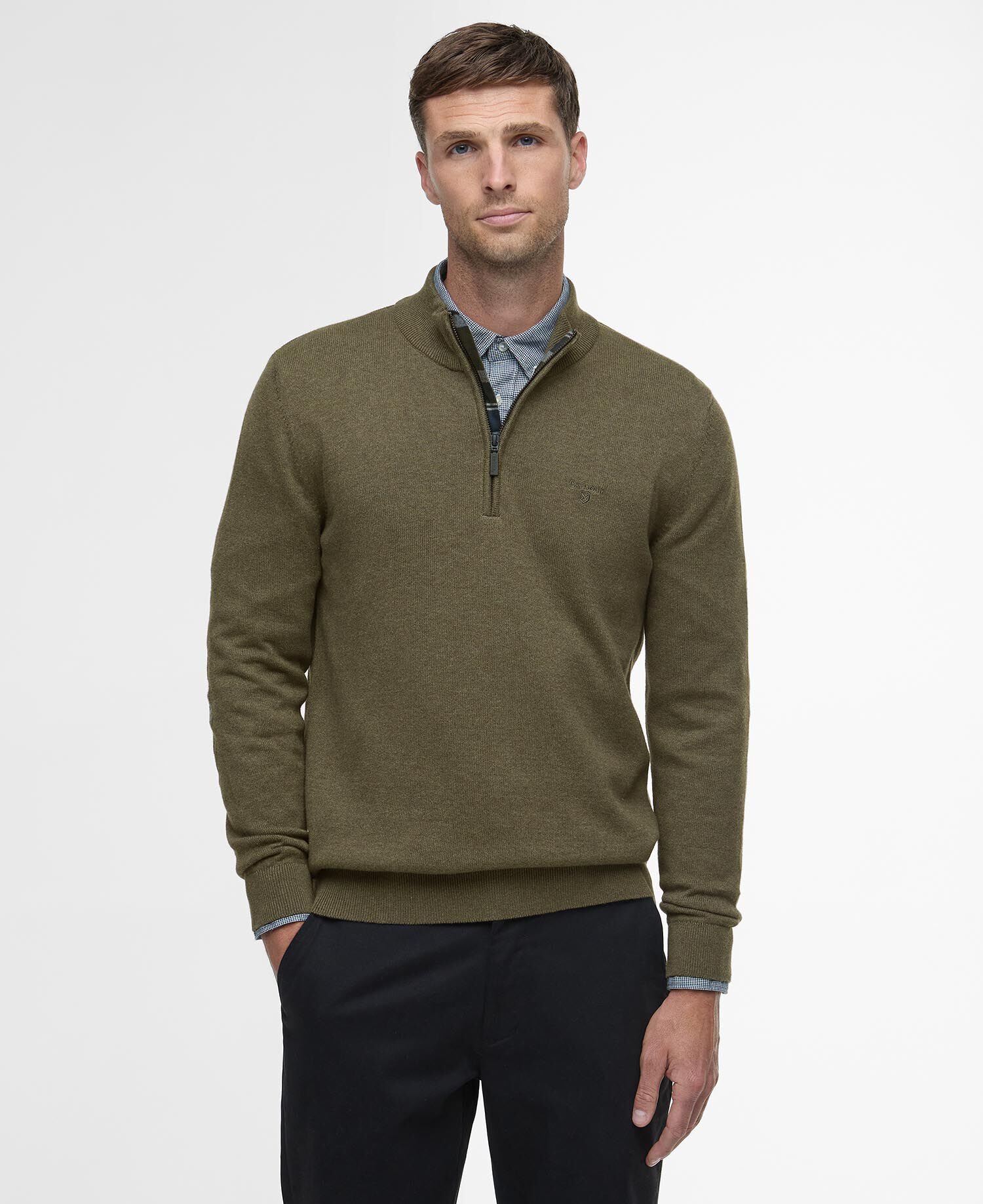 Avoch Quarter-Zip Jumper Olive Marl