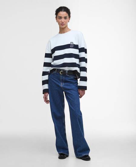 Felpa Faye con motivo a righe Cloud/Navy Stripe