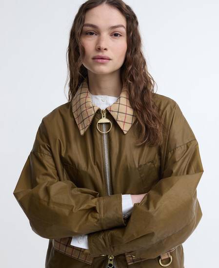 Launton Waxed Jacket Sand/Beige Tattersall