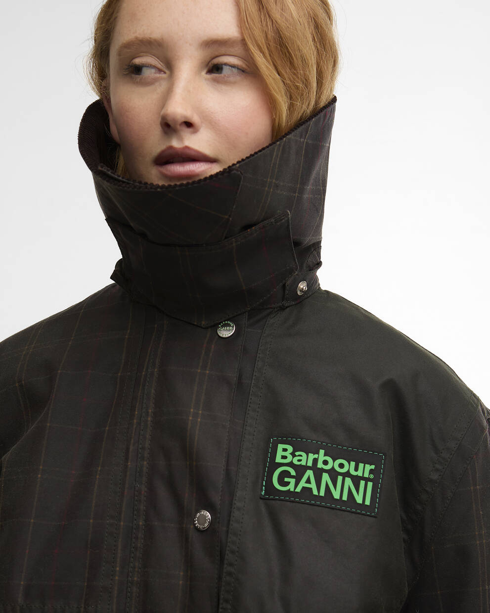 Barbour x GANNI Tartan Waxed Duffle Coat