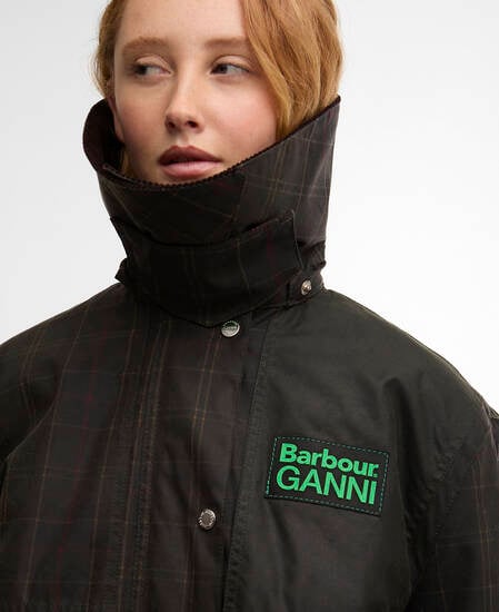 Montgomery cerato con dettagli in tartan Barbour x GANNI Classic Tartan/Fern