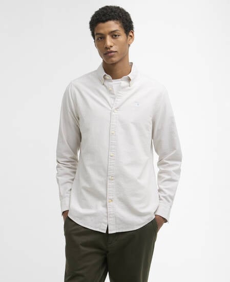 Striped Oxford Tailored Long-Sleeved Shirt Stone