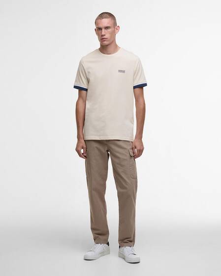 Deep Cuff Evan Tipped T-Shirt Calico White