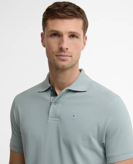 Tartan Pique Polo Shirt Dusty Slate