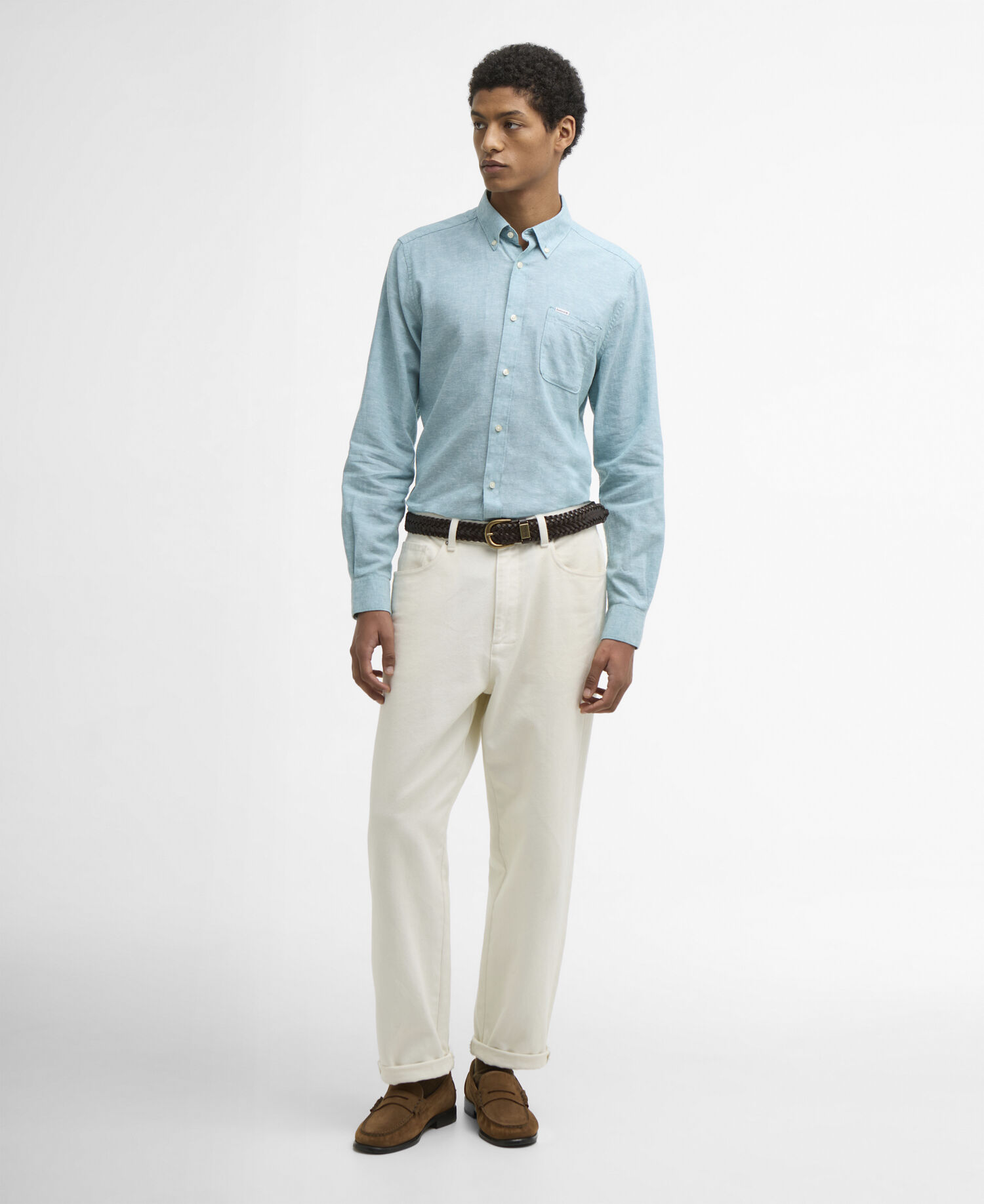 Nelson Tailored Long-Sleeved Shirt Light Teal