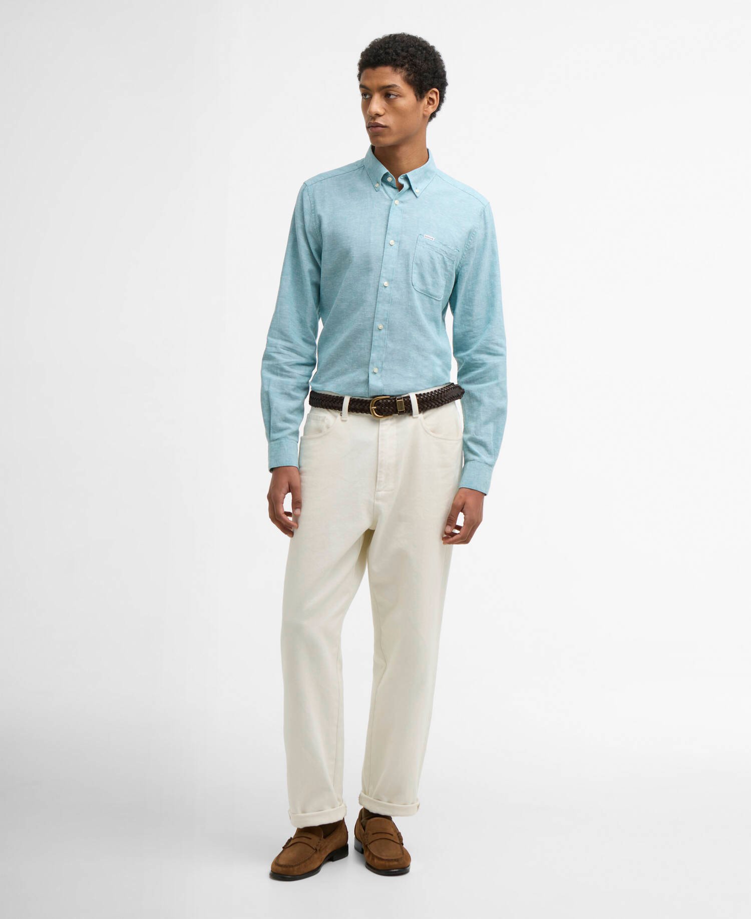 Nelson Tailored Long-Sleeved Shirt Light Teal image number 1