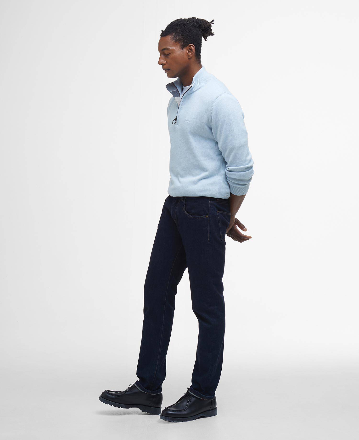 Cotton Quarter-Zip Jumper Ocean Sky image number 1