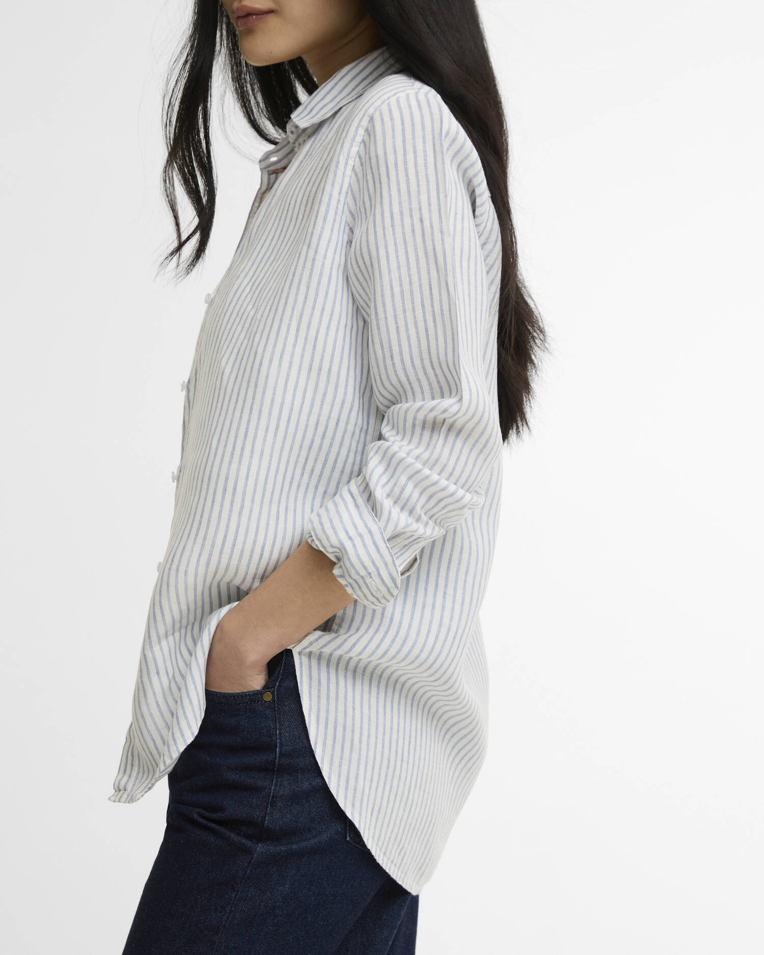 Marine Relaxed Long-Sleeved Shirt Chambray Stripe image number 3