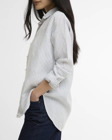 Marine Relaxed Long-Sleeved Shirt Chambray Stripe