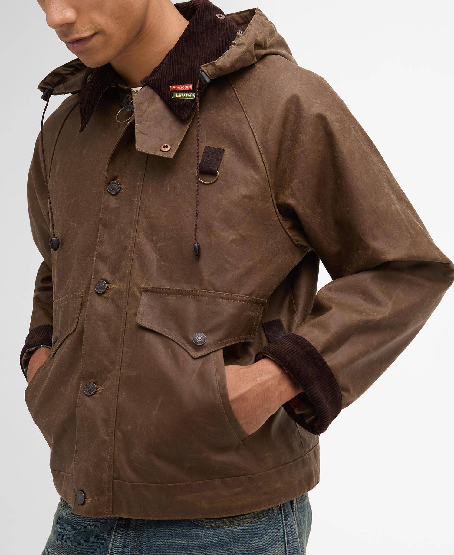 Barbour x Levi's Spey Waxed Jacket Tan image number 9