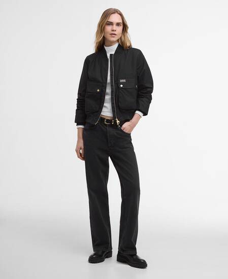 Patsy Waxed Bomber Jacket Black