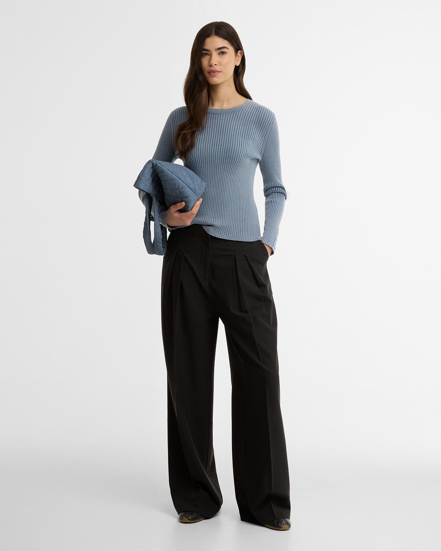 Pullover Seren Rib-Knit Washed Pearl Blue
