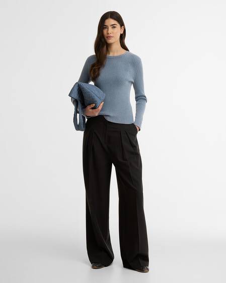 Pullover Seren Rib-Knit Washed Pearl Blue