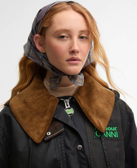 Barbour x GANNI Dufflecoat Waxed Navy/Classic Tartan