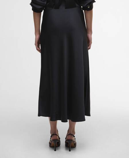 Kaia Satin Midi Skirt Black