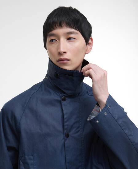 Oversized Beaufort Waxed Jacket Washed Cobalt