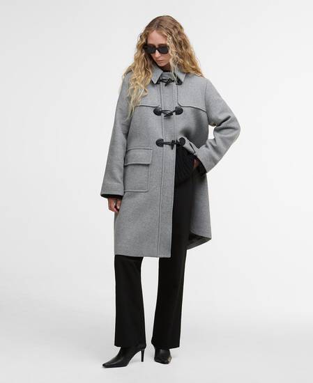 Melody Wool Duffle Coat Light Grey Marl/Onyx Tartan Melody Wool Duffle Coat Light Grey Marl/Onyx Tartan