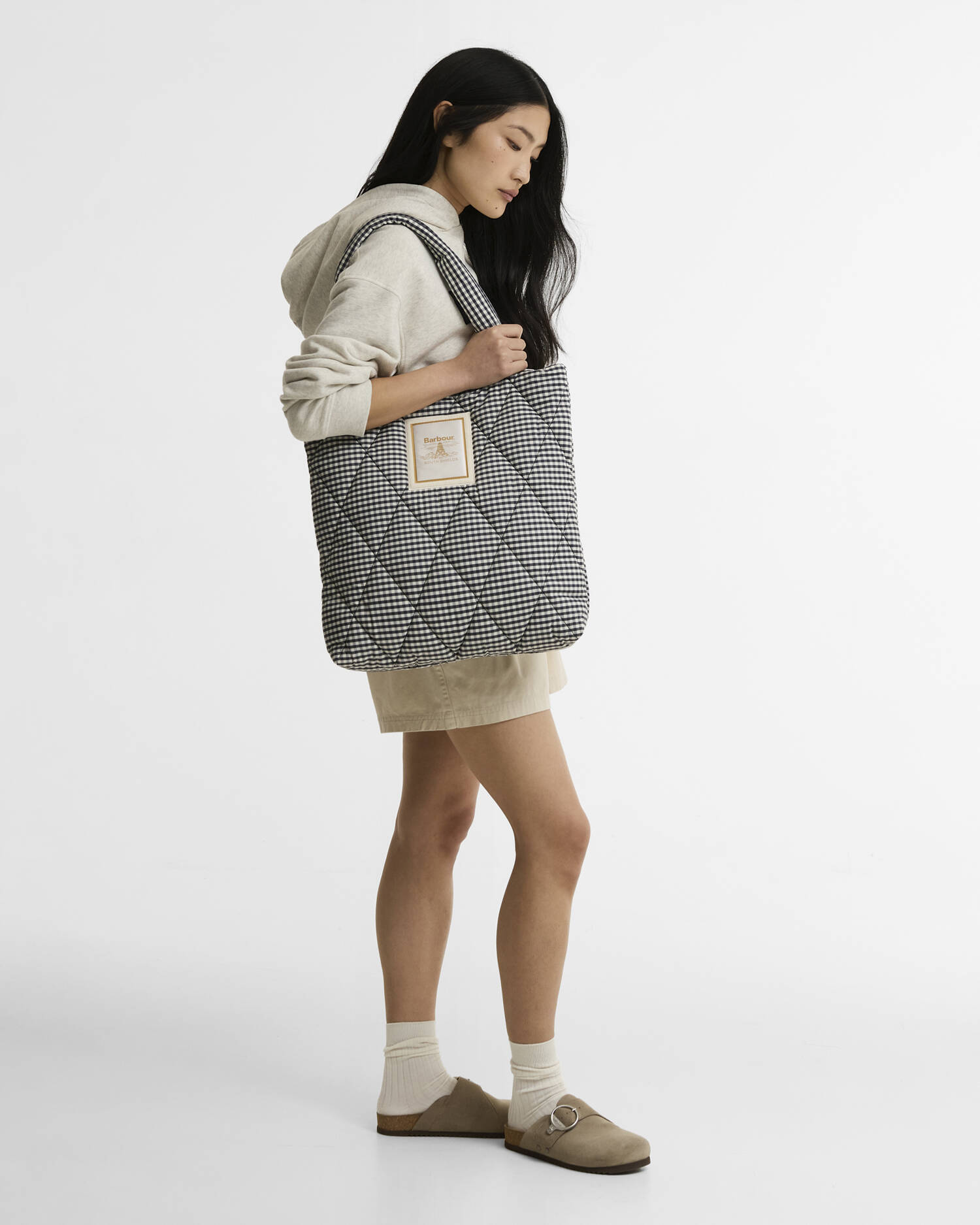 Riah Quilted Tote Bag Gingham Check image number 1