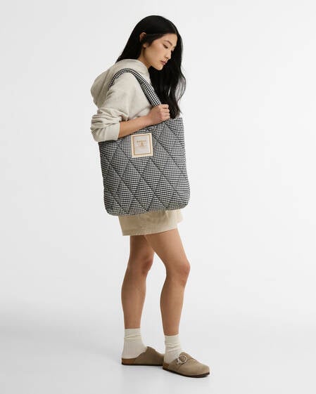 Riah Quilted Tote Bag Gingham Check