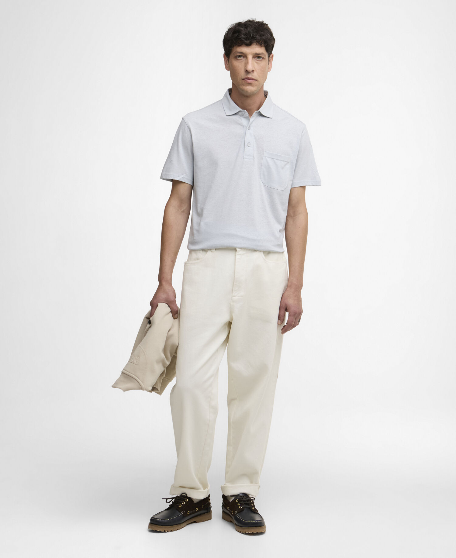 Polo Steventon in misto lino con vestibilit&agrave; leggermente aderente Blue Haze