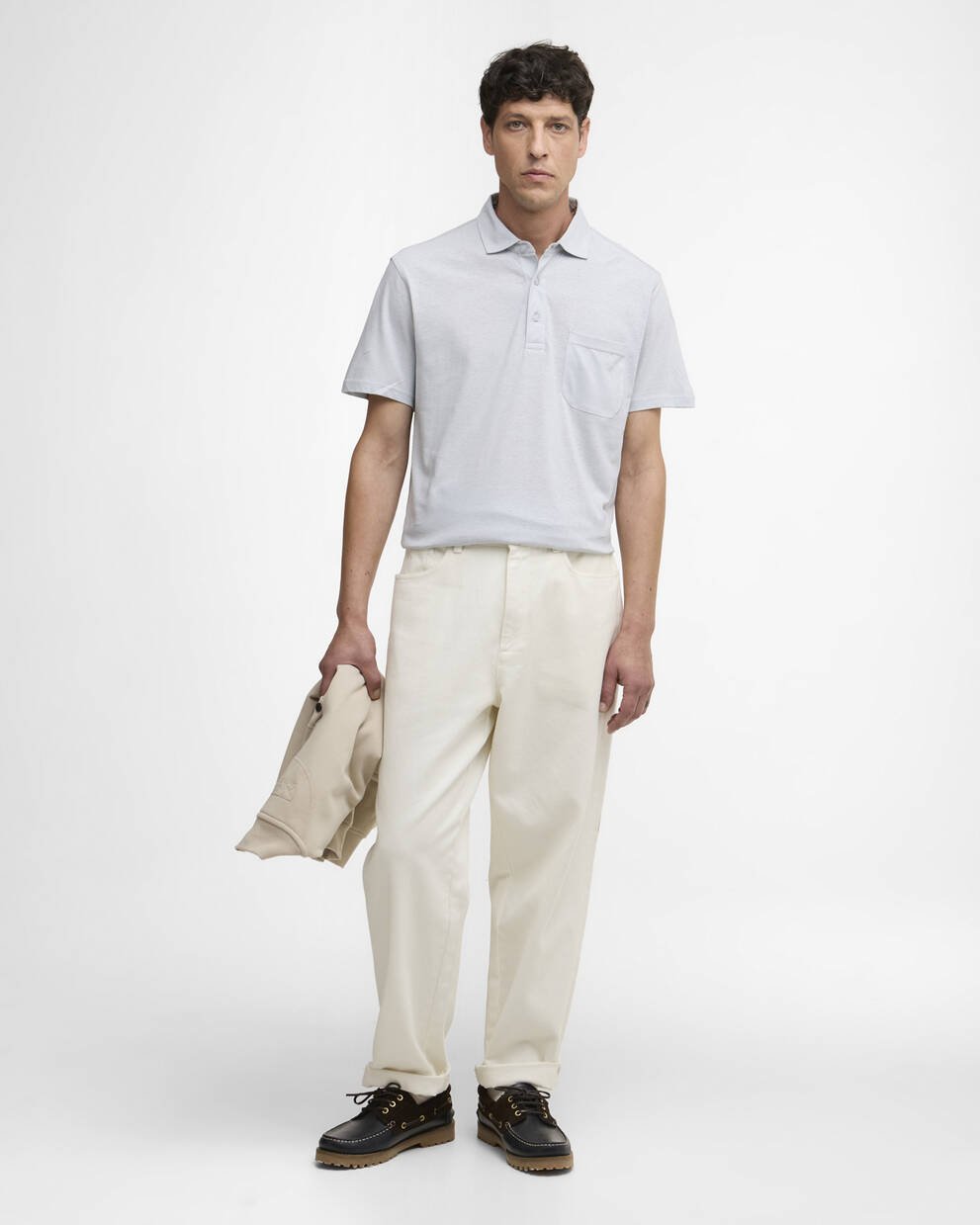 Polo Steventon in misto lino con vestibilit&agrave; leggermente aderente