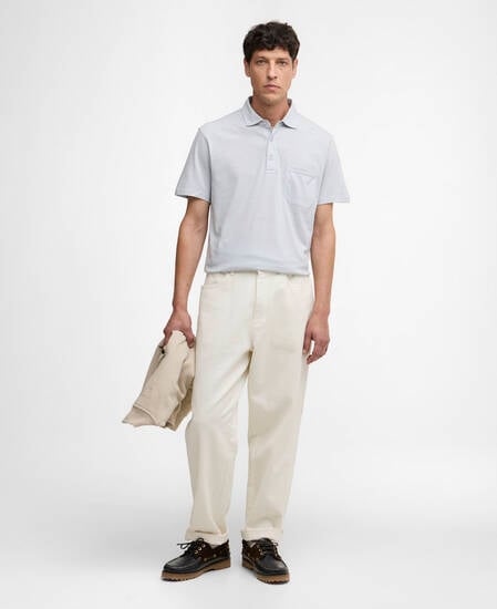 Steventon Linen Blend Tailored Polo Shirt Blue Haze