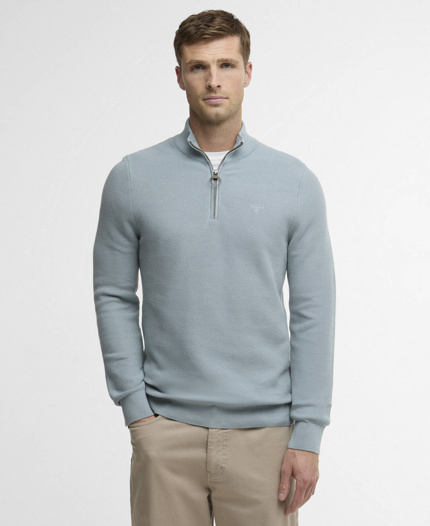 Essential Honeycomb Quarter-Zip Jumper Slate image number 0