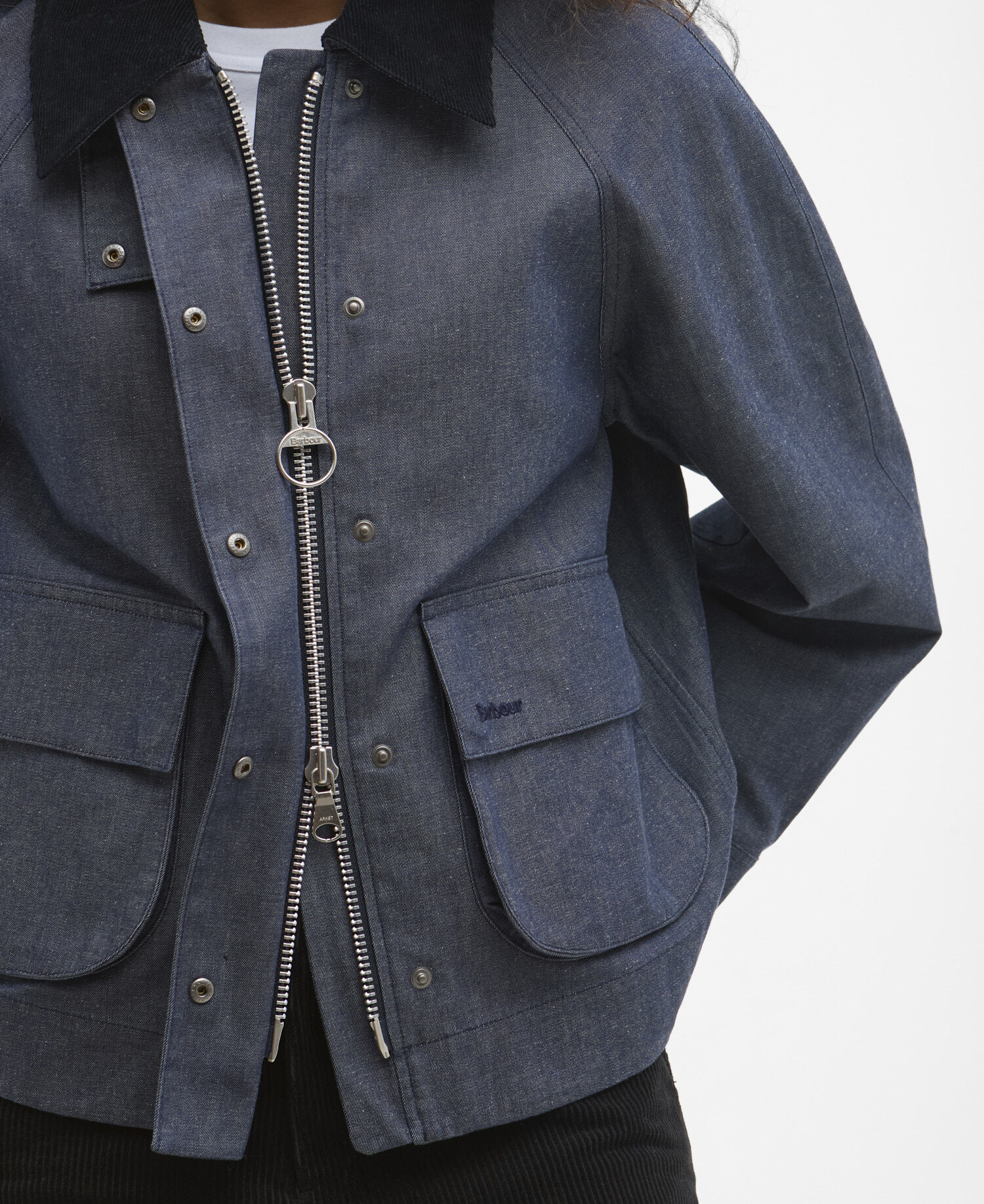 Barbour x ARKET Kokos Dry Wax Denim Jacket Blue Denim