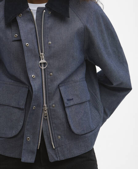 Barbour x ARKET Kokos Dry Wax Denim Jacket Blue Denim