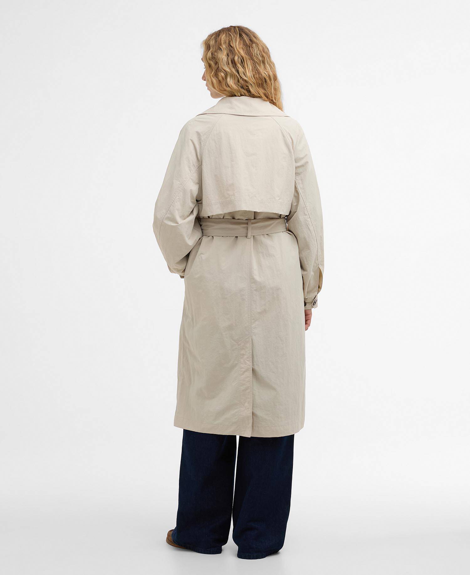 Layla Showerproof Trench Coat Mist/Dress Navy Tartan image number 2