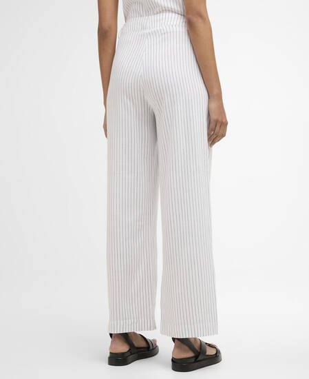 Sloane Striped Straight-Leg Trousers White/Dark Navy Stripe
