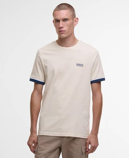 Deep Cuff Evan Tipped T-Shirt Calico White