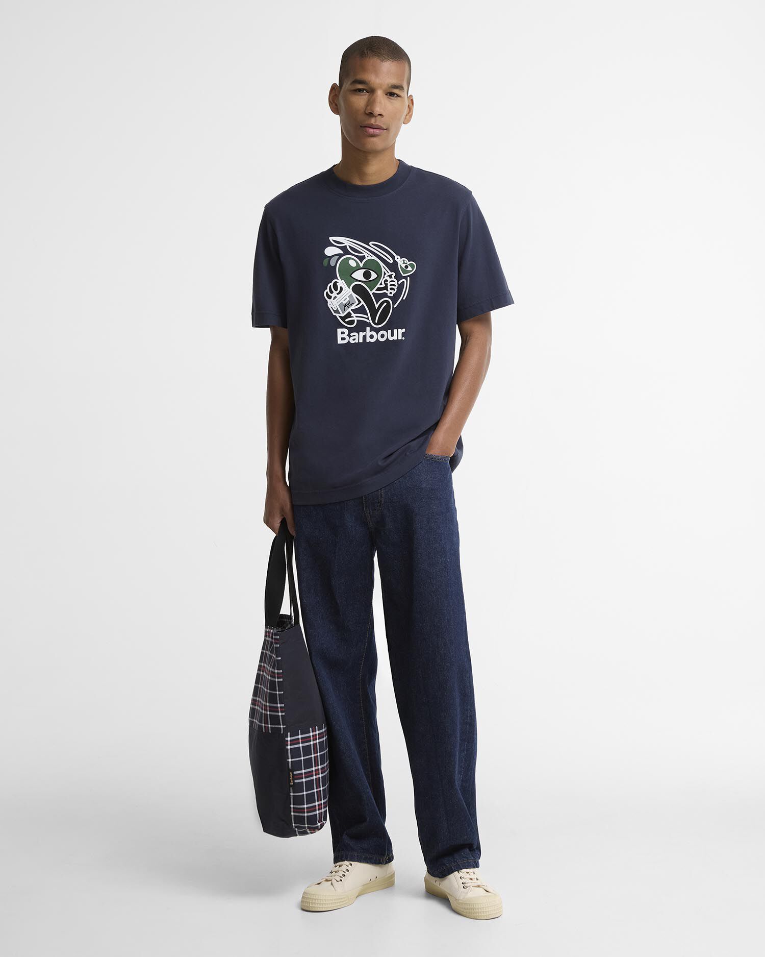Barbour x Mul T-Shirt Gone Fishing Relaxed Navy