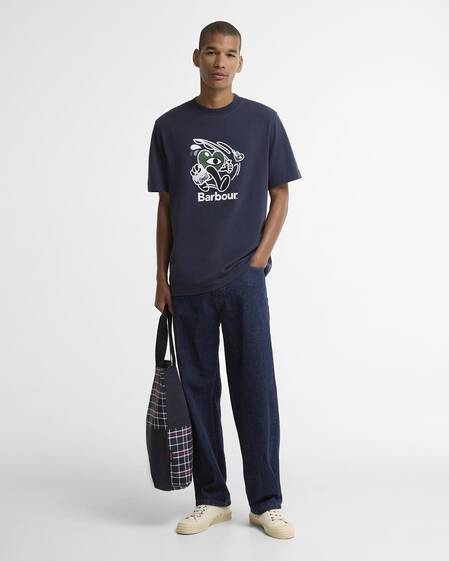 Barbour x Mul T-Shirt Gone Fishing Relaxed Navy